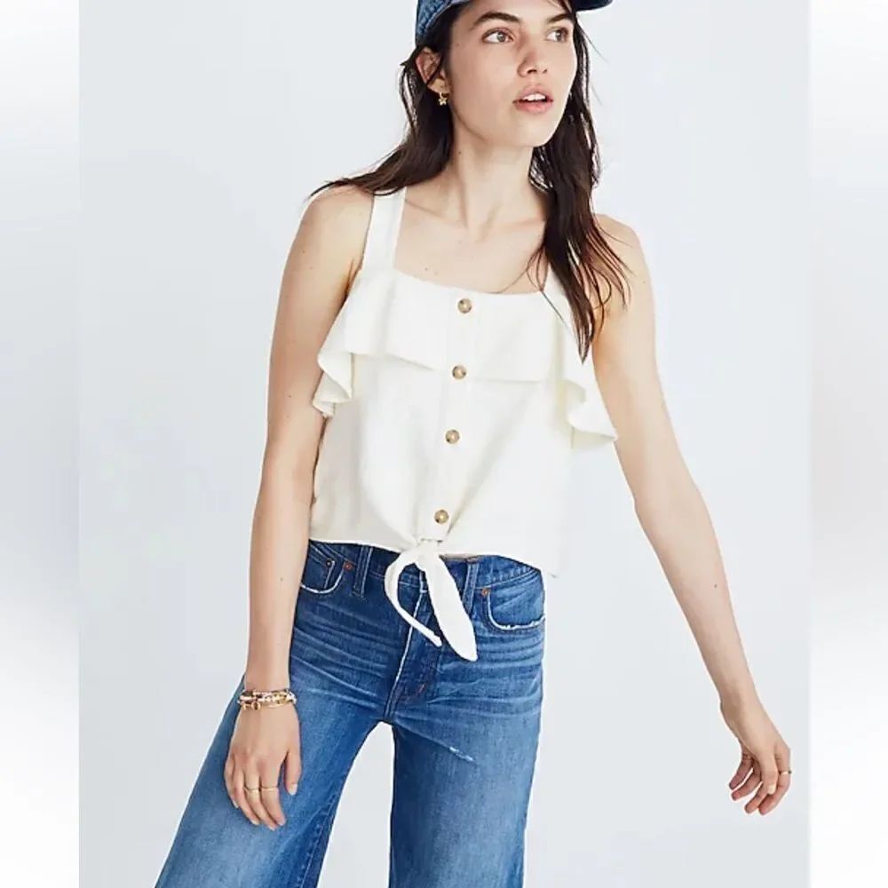 Madewell Texture & Thread Ruffle Tie Front tank